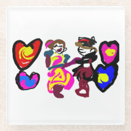 Valentine win love glazen onderzetter