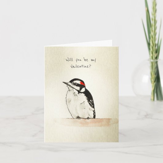 Valentine Woodpecker Folded Note Card Kaart (Voorkant)