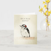 Valentine Woodpecker Folded Note Card Kaart (Gele Bloem)