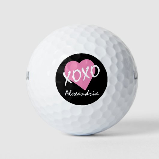 Valentine XOXO Roze Hart Golfballen (Voorkant)