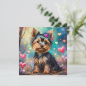 Valentine Yorkie Feestdagenkaart (Staand voorkant)