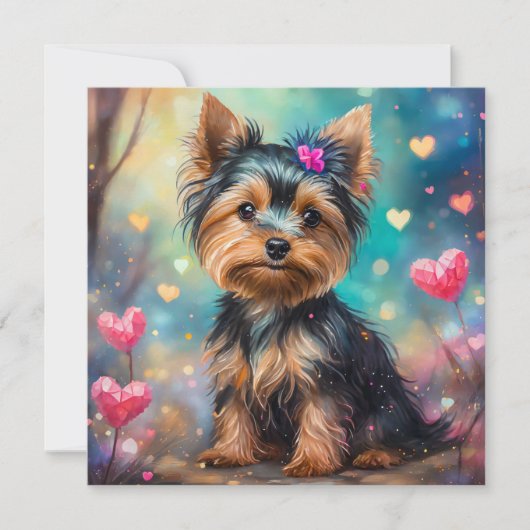 Valentine Yorkie Feestdagenkaart (Voorkant)