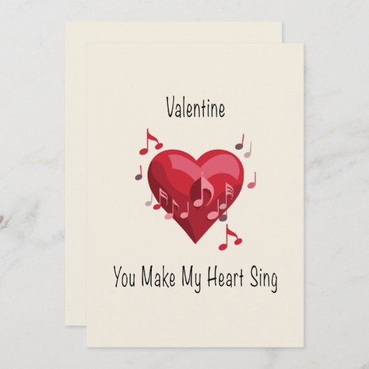 Valentine you make my heart sing postcard feestdagenkaart (Voorkant / Achterkant)