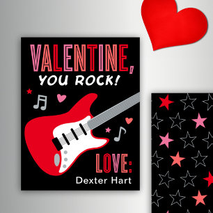 Valentine You Rock Rode Gitaar Kinderen Valentijns Notitiekaartje