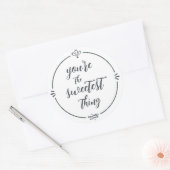 Valentine You're the Sweetest Thing Zwart Wit Ronde Sticker (Envelop)