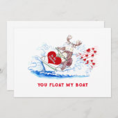 Valentinemoose op Jetski 5x7 platte kerstkaart (Voorkant / Achterkant)
