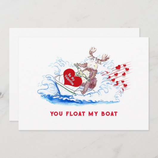 Valentinemoose op Jetski 5x7 platte kerstkaart (Voorkant / Achterkant)