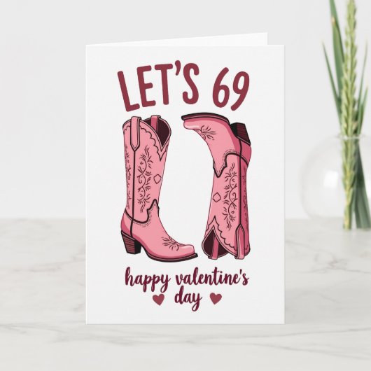 Valentines 69 Pink Boots Card Kaart (Voorkant)
