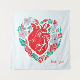 Valentine's Anatomische Hart: Unieke Kaart Wandkleed