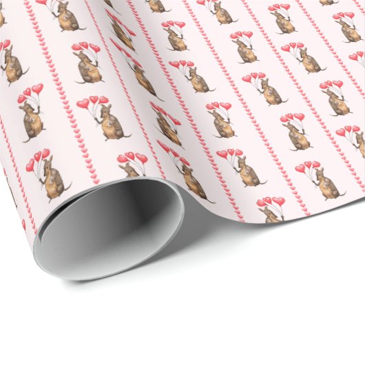 Valentine's Armadillo Wrapping Paper Cadeaupapier (Rol Hoek)