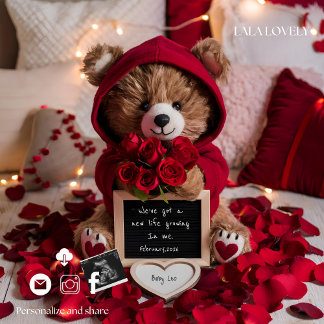 Valentines baby reveal Pregnancy Announcement Card Aankondiging