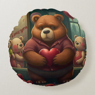 Valentine's beren cartoon custom lendenkussen rond kussen
