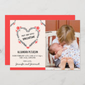 Valentines birth announcement floral heart aankondiging (Voorkant / Achterkant)