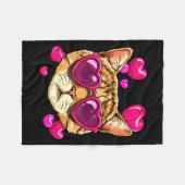 Valentines Ca Kitten Wearing Sungl Heart Cat Lover Fleece Deken (Voorkant (Horizontaal))