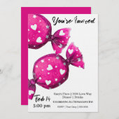 Valentines Candy Covered in Hearts Party  Kaart (Voorkant / Achterkant)