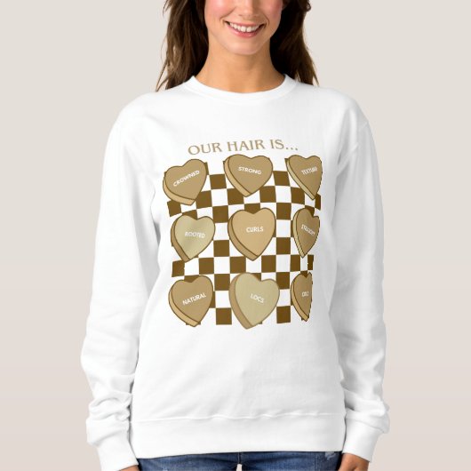Valentine's Candy Harten Zwarte Haar Pullover (Voorkant)