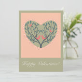 Valentines card with birds and tree design feestdagenkaart (Staand voorkant)