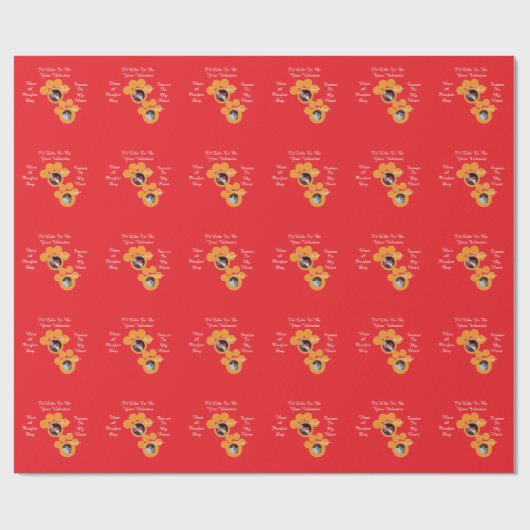 Valentine's Cat Pawprint Humor Cat Photo Cadeaupapier (Vlak)