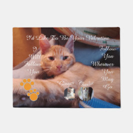Valentine's Cat Pawprint Humor Cat Photo Deurmat