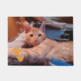 Valentine's Cat Pawprint Humor Cat Photo Deurmat