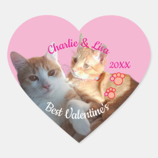 Valentine's Cat Paws Text Hart Sticker