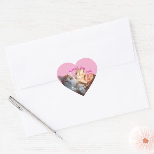 Valentine's Cat Paws Text Hart Sticker (Envelop)