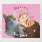 Valentine's Cat Paws Text Sparkling Wijnetiket (Enkel label)