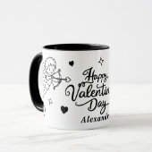 Valentines Cherub & Romantic Doodle Personalized Mok (Voorkant links)