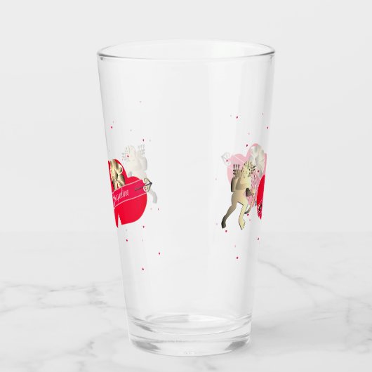 Valentine's Cupid & Hearts  Glas (Links)