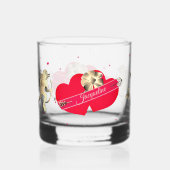 Valentine's Cupid & Hearts  Whisky Glas (Voorkant)