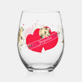 Valentine's Cupid & Hearts  Wijnglas Zonder Voet (Voorkant)