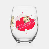 Valentine's Cupid & Hearts  Wijnglas Zonder Voet (Achterkant)