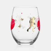 Valentine's Cupid & Hearts  Wijnglas Zonder Voet (Links)