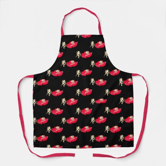 Valentine's Cupid w/Hearts All-Over Print Apron Schort (Voorkant)