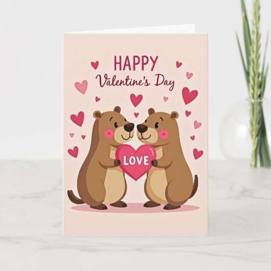Valentines Cute Bear Couple Love Card Kaart (Voorkant)