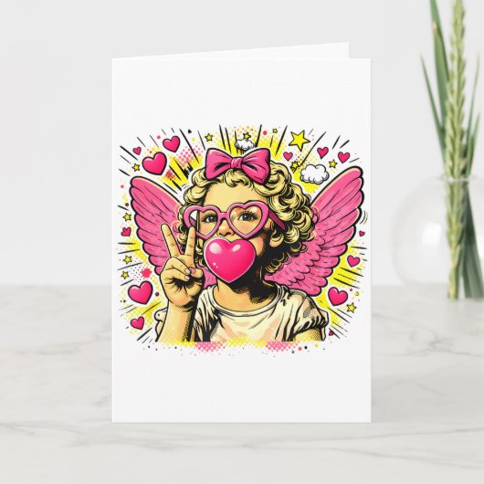 Valentines Cute Cupid Heart Angel Love Holiday Com Kaart (Voorkant)