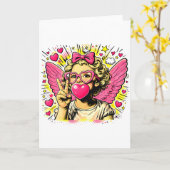 Valentines Cute Cupid Heart Angel Love Holiday Com Kaart (Gele Bloem)