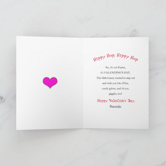 Valentines daughter Red Bunny Heart Balloons Card Kaart (Binnen)