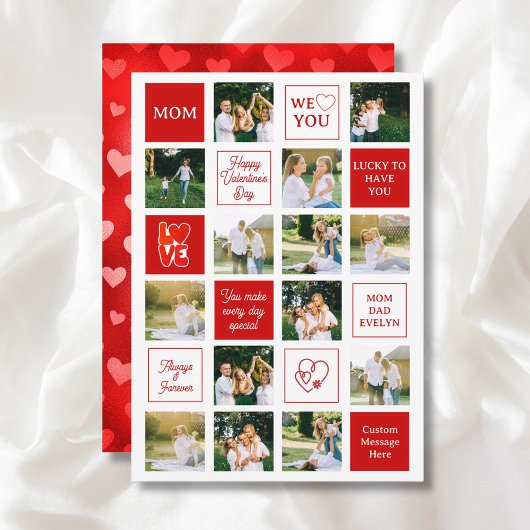 Valentines Day 14 Photo Collage Messages for Mom Feestdagenkaart