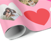 Valentine's Day 4 Photo Red and Pink Heart Pattern Cadeaupapier (Rol Hoek)