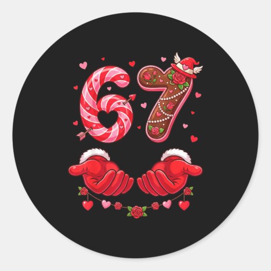 Valentine's Day 67 Hilarious Six Seven Love Meme F Ronde Sticker (Voorkant)