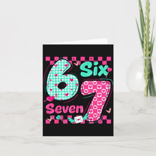 Valentine's Day 6 7 Six Seven Preppy Hearts Couple Kaart (Voorkant)
