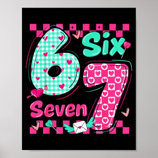 Valentine's Day 6 7 Six Seven Preppy Hearts Couple Poster (Voorkant)