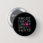 Valentines Day Abc I Love You Alphabet Teacher Gir Ronde Button 5,7 Cm (Voorkant /achterkant)