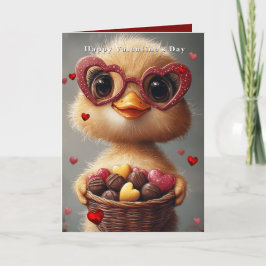 Valentine's Day Baby Duck Heart Glasses Kaart