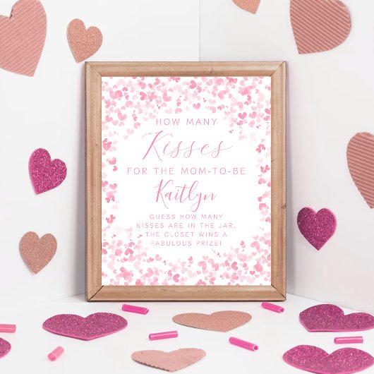 Valentine's Day Baby Shower How Many Kisses Game Poster