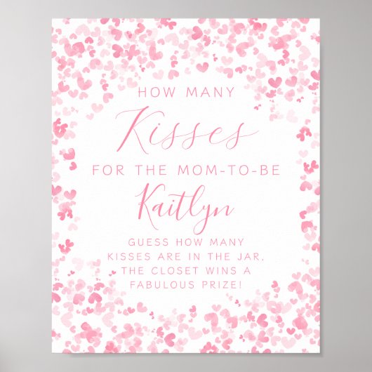 Valentine's Day Baby Shower How Many Kisses Game Poster (Voorkant)