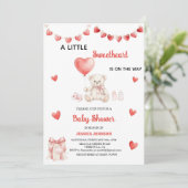 Valentine's Day Baby Shower Teddy Bear Hearts  Kaart (Staand voorkant)