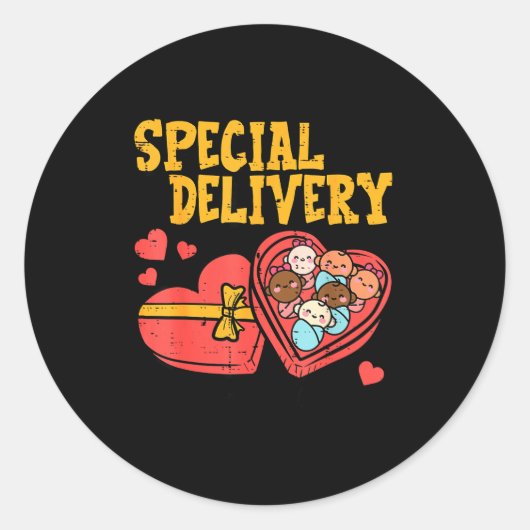Valentines Day Baby Special Labor Delivery Nurse W Ronde Sticker (Voorkant)