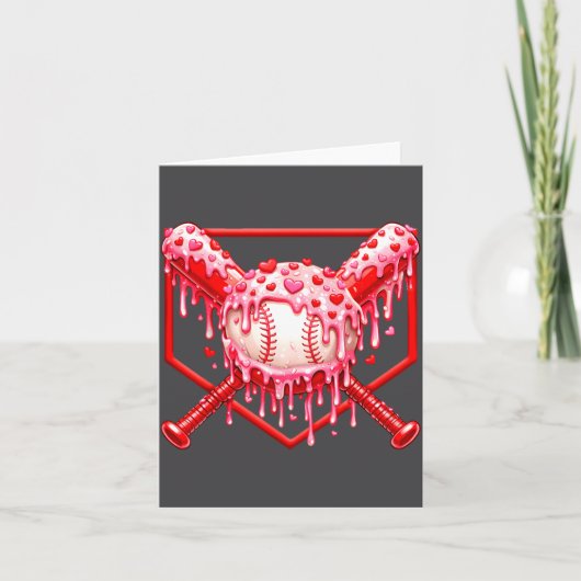 Valentines Day Baseball Boys Ice Cream Drip Heart Kaart (Voorkant)